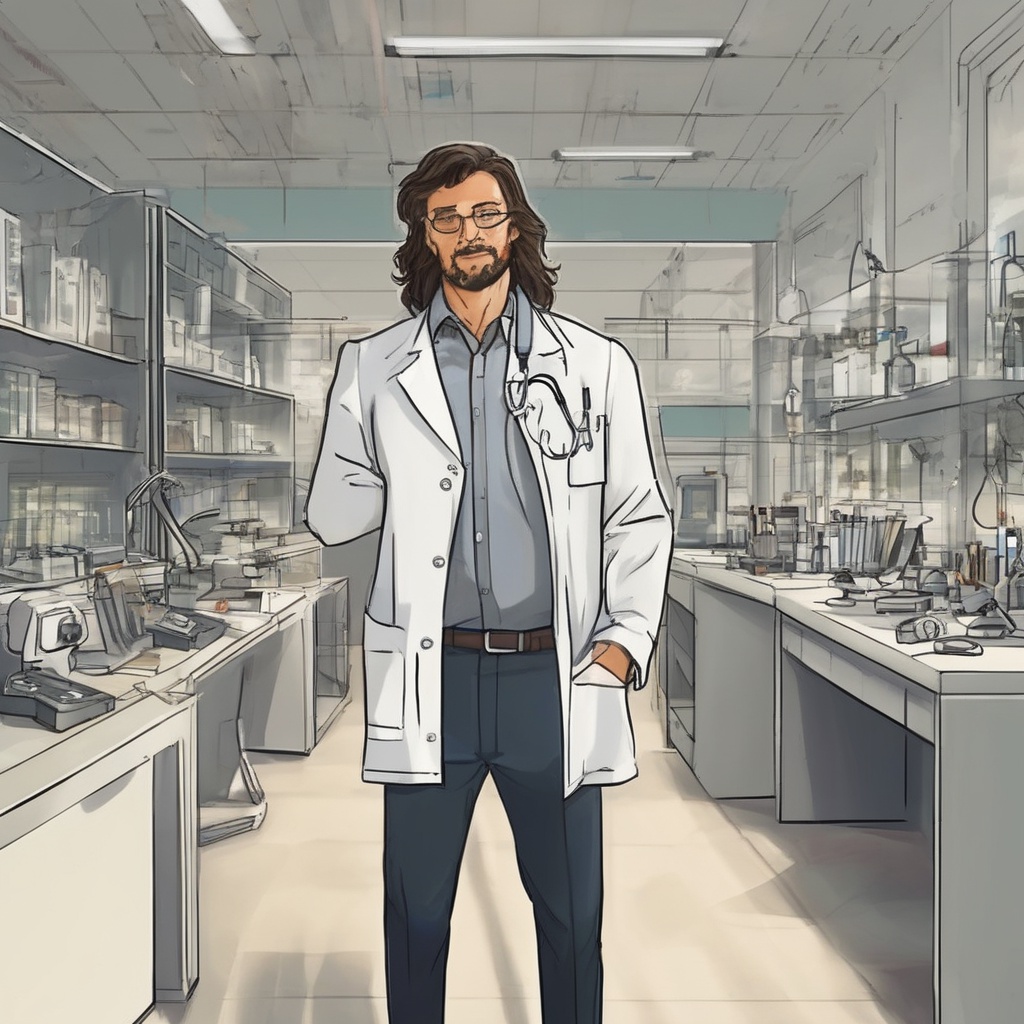 with long hair, with a screen, in an office lab