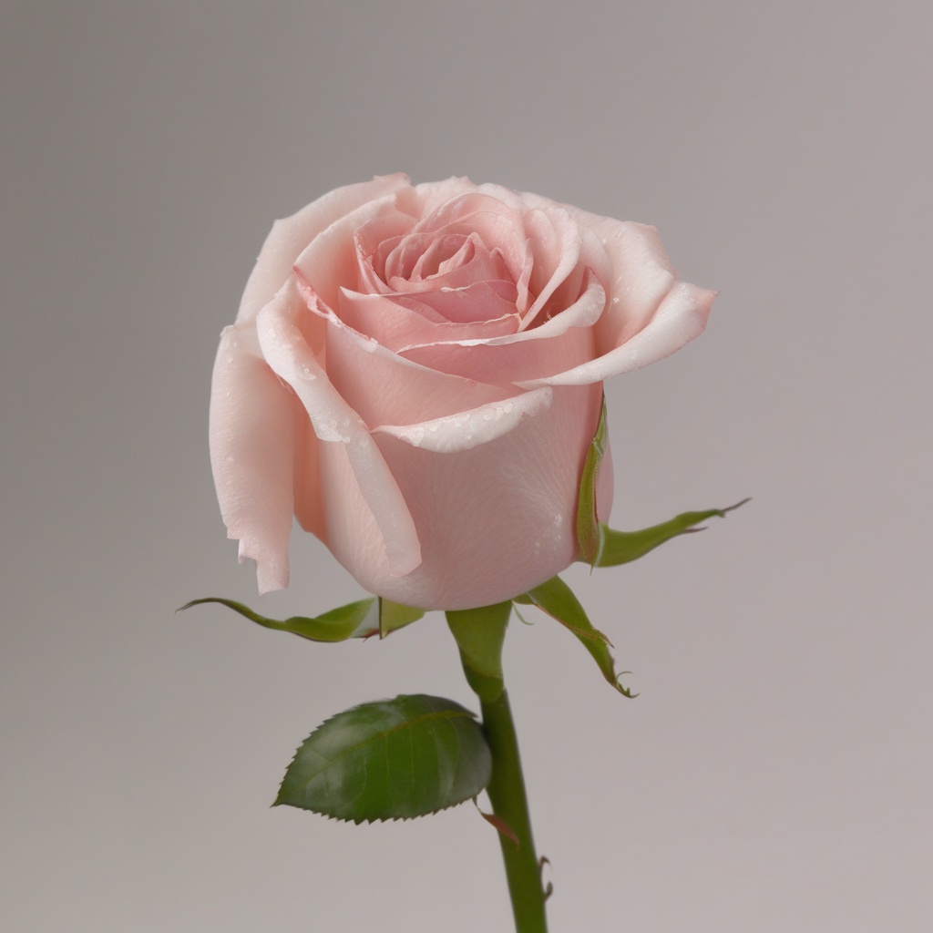 with a bud nearby, slightly tilted stem, in a greenhouse