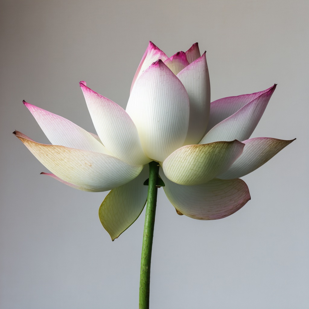 with a petal gradient, bloom, against a plain studio backdrop