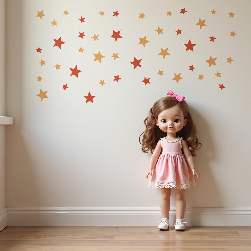 with sticker stars, standing upright, in a child's room