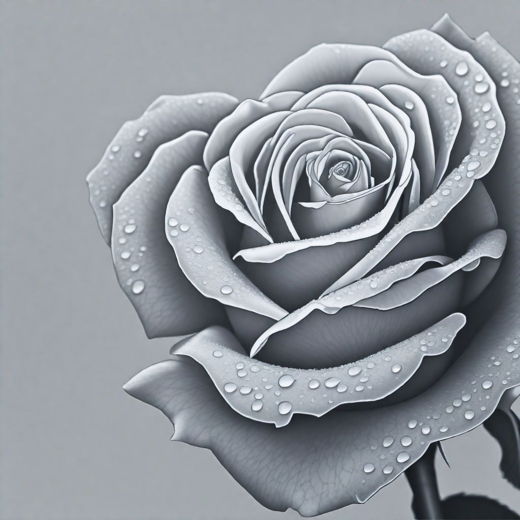 with dew drops, bloom, against a plain studio backdrop