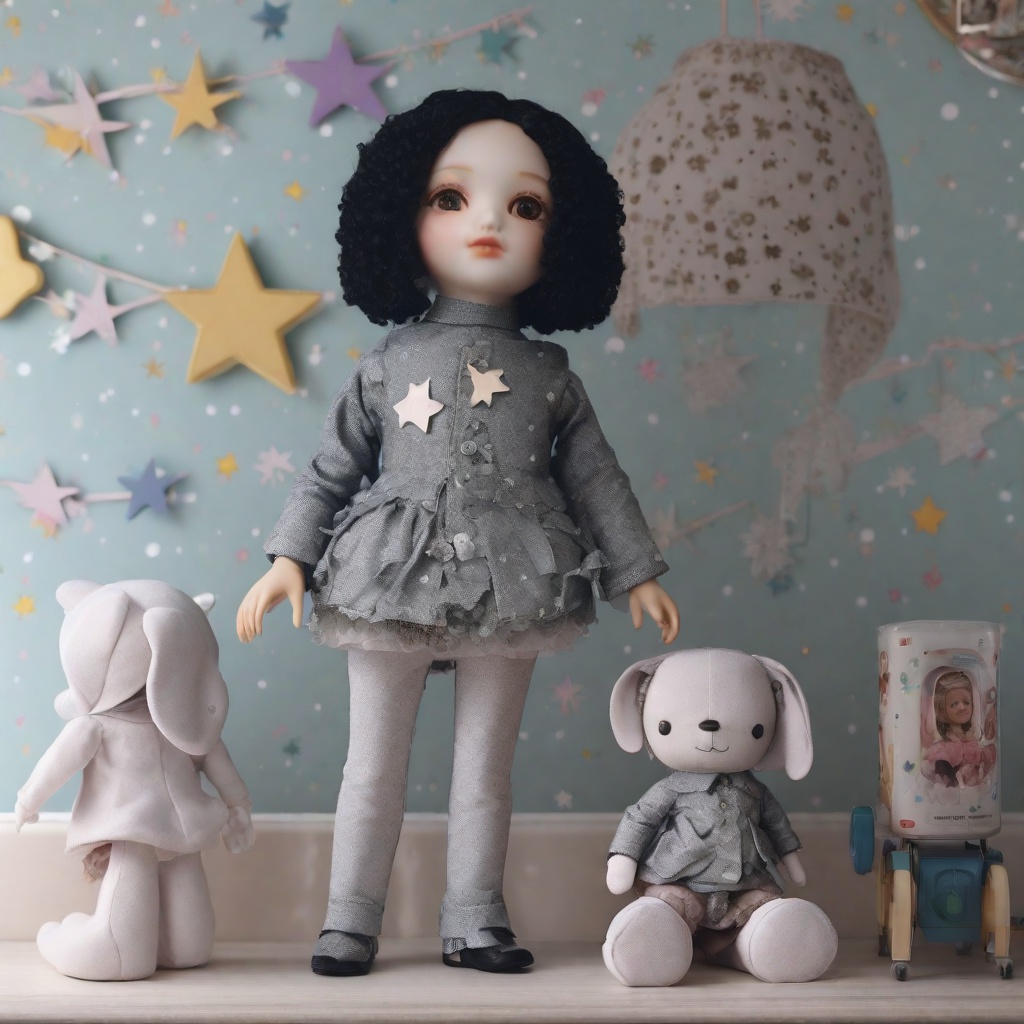 with sticker stars, standing upright, in a child's room