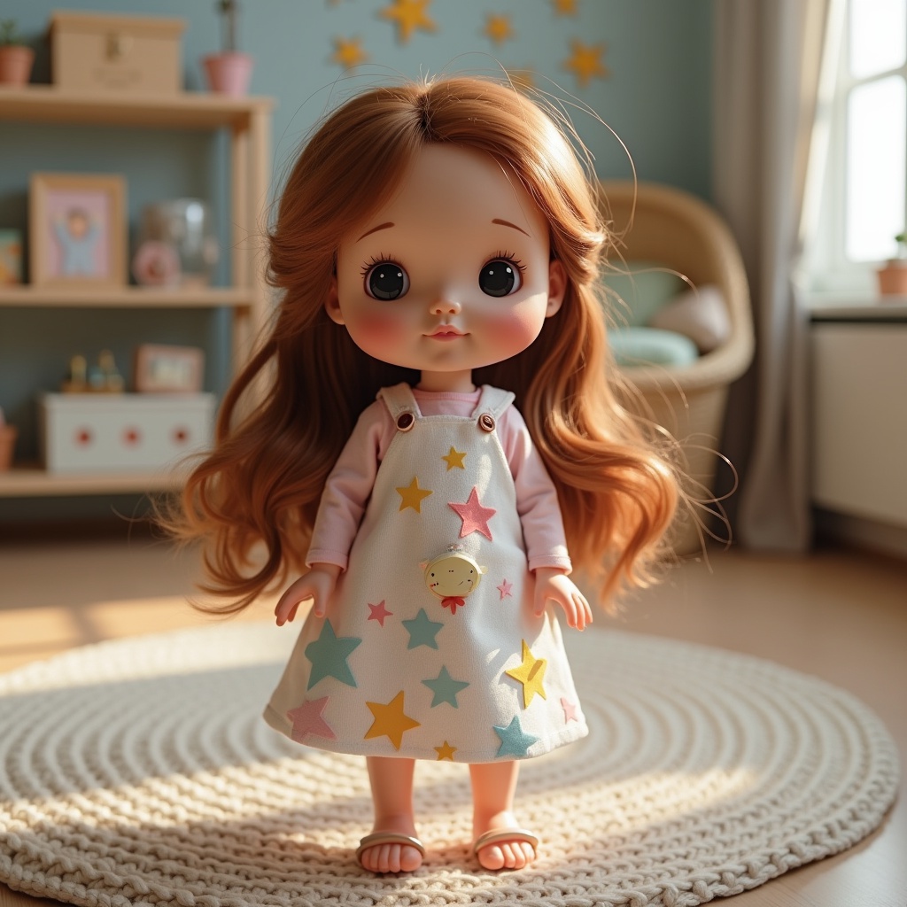 with sticker stars, standing upright, in a child's room