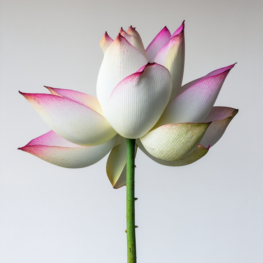 with a petal gradient, bloom, against a plain studio backdrop
