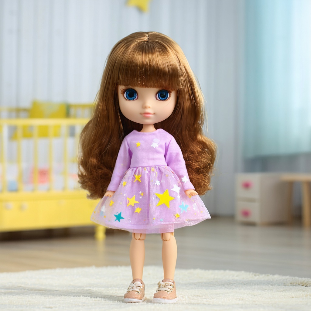 with sticker stars, standing upright, in a child's room