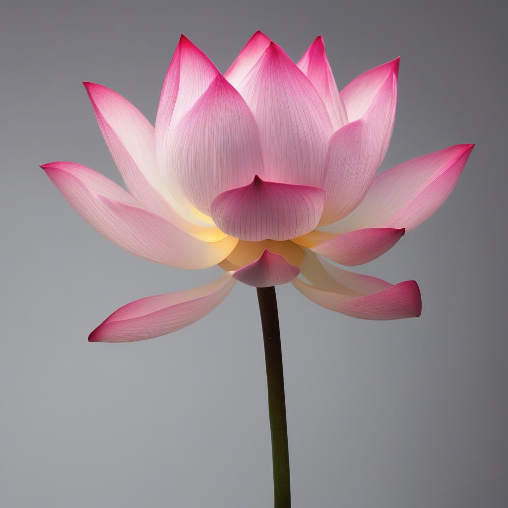with a petal gradient, bloom, against a plain studio backdrop