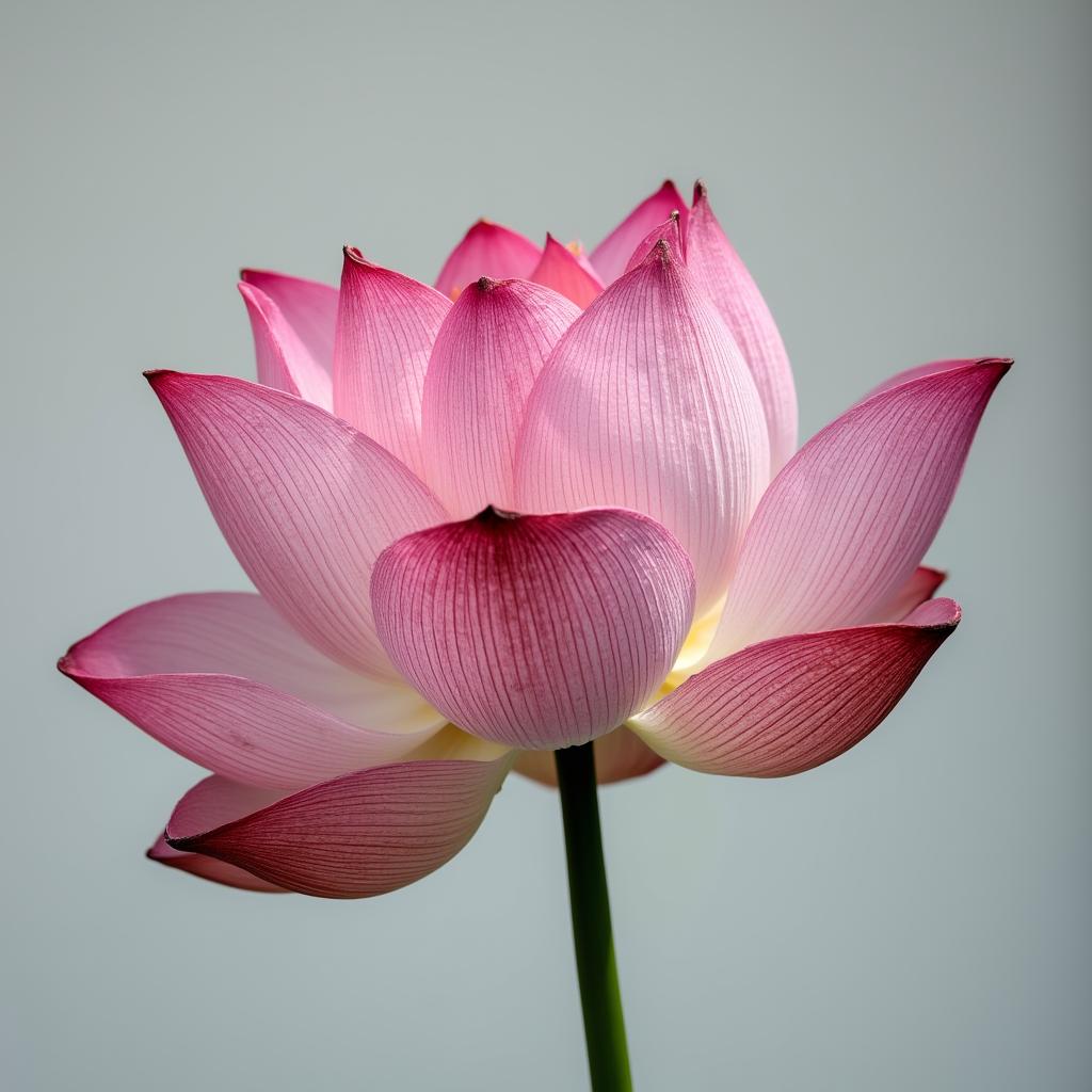 with a petal gradient, bloom, against a plain studio backdrop